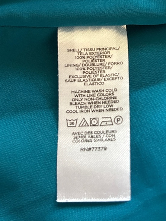 Ann Taylor Teal Smocked Blouse XL Ruffle Neck Long Sleeve Top - Picture 7 of 9